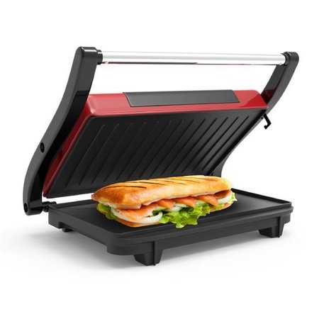 CHEF BUDDY Chef Buddy 82-SW100 Panini Press Indoor Grill & Gourmet Sandwich Maker with Nonstick Plates; Red 82-SW100